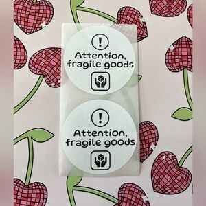 100 -Custom Made Fragile Goods Stickers 2”